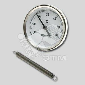Фото №2 Термометр биметаллический F+R810 TCM аксиальный накладной 63 мм 0-120 С с пружиной (10006504)