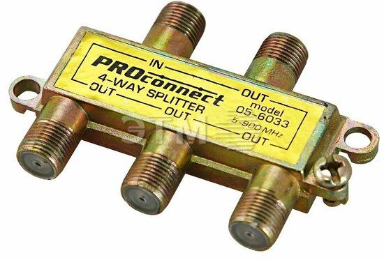 Фото №2 Делитель ТВ х 4 под F разъём 5-900 МГц PROCONNECT (etm05-6033)