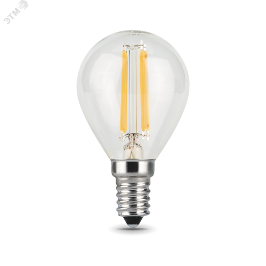 Фото №2 Лампа светодиодная LED 9 Вт 710 Лм 4100К белая Е14 Шар Filament Gauss