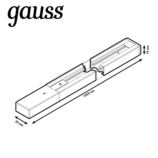 Фото №5 Шинопровод однофазный накладной 1 м черный (с адаптером питания и заглушкой) Track Gauss (TR103)