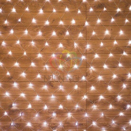 Фото №2 Гирлянда-сеть домашняя светодиодная 1.8х1.5м свечение с    дина микой прозрачный провод белый (215-135)