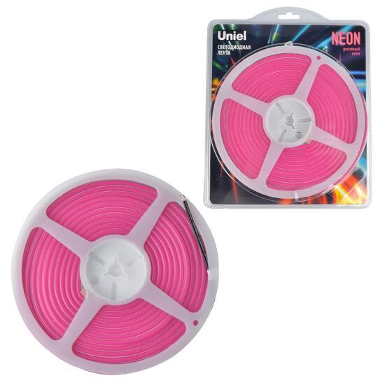 Фото №2 Гибкая светодиодная лента. NEON ULS-N01-2835-120LED/m-6mm-IP67-DC12V-9W/m-5M-PINK катушка 5м в блистере розовый свет (UL-00009090)