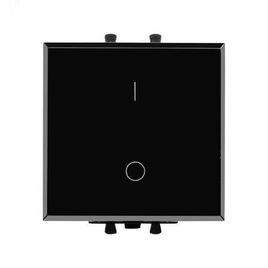 Фото №2 Выключатель двухполюсный одноклавишный модульный, ''Avanti'', ''Черный квадрат'', 2 модуля (4402222)
