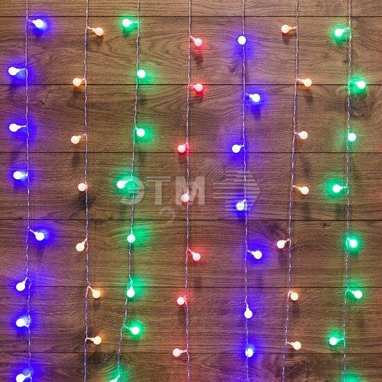 Фото №2 Гирлянда домашняя Светодиодный Дождь 1,5*1,5 м, с насадками шарики, свечение с динамикой, прозрачный провод, 230 В, диоды Мультиколор (235-049)