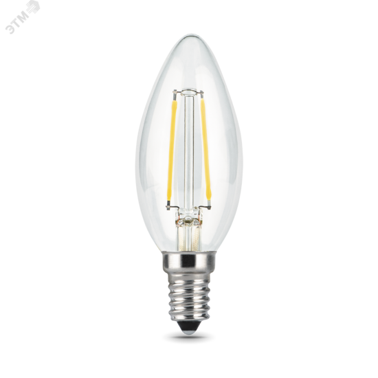 Фото №2 Лампа светодиодная LED 5 Вт 450 Лм 4100К белая Е14 Свеча диммируемая Filament Gauss (103801205-D)