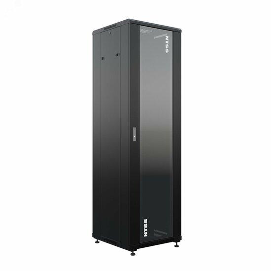 Фото №2 Шкаф напольный универсальный серверный NTSS R 42U 600х600мм, 4 профиля 19, двери стекло и сплошная металл, боковые стенки съемные, регулируемые опоры, разобранный, черный RAL 9005 (NTSS-R42U6060GS-BL)