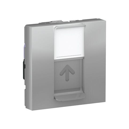 Фото №2 Розетка UNICA MODULAR компьютерная RJ45 одиночная категория 6 STP 2 модуля алюминий (NU341730)