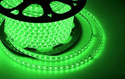 Фото №2 Лента профессиональная LED герметичная в силиконовой оболочке 220В 10х7мм IP65 SMD 3528 60 диодов/метр зеленый (бухта 100м)