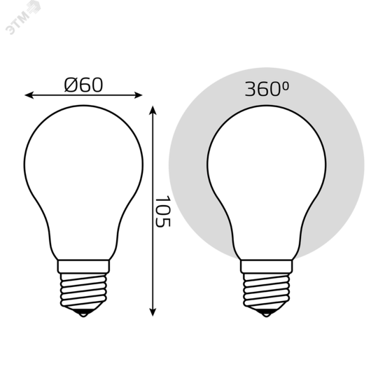 Фото №6 Лампа светодиодная LED 7 Вт 580 Лм 4100К белая Е27 Шар Filament Gauss