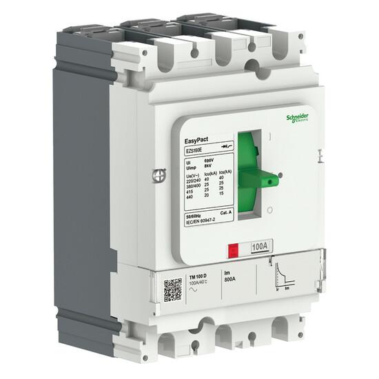 Фото №2 АВТОМАТИЧЕСКИЙ ВЫКЛЮЧАТЕЛЬ EASYPACT EZS160E TM100D 3П3Т 25kA НЕРЕГУЛИРУЕМЫЙ (EZS160E3100)