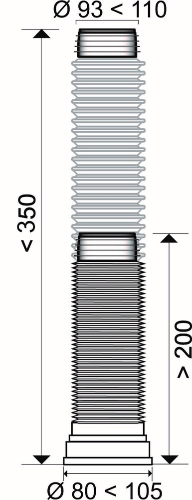 Фото №2 Труба для унитаза гофрированная армированная L 200-350 мм D110 мм (70984968)