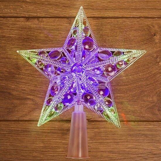 Фото №2 Фигура домашняя светодиодная Звезда на елку цвет: RGB, 10 LED, 17 см (501-002)