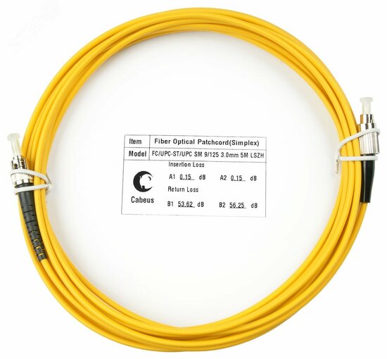 Фото №2 Шнур оптический simplex 15м FC-ST 9/125 sm  LSZH FOP(s)-9-FC-ST-15m (FOP(s)-9-FC-ST-15m)