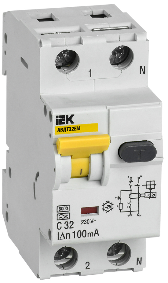 Фото №2 Выключатель автоматический дифференциального тока АВДТ32EM C32 100мА IEK (MVD14-1-032-C-100)