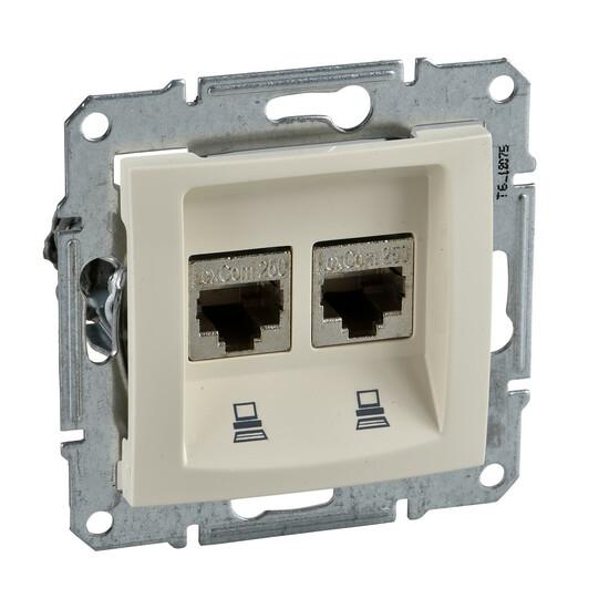 Фото №3 Sedna Розетка компьютерная двойная RJ45 категория 6 в рамку бежевая (SDN4800147)