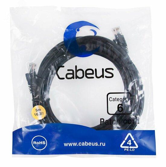 Фото №2 Патч-корд PC-UTP-RJ45-Cat.6-5m-BK U/UTP, категория 6, 2xRJ45/8p8c, неэкранированный, черный, PVC, 5м (PC-UTP-RJ45-Cat.6-5m-BK)