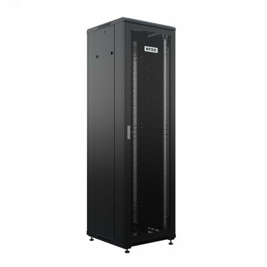 Фото №2 Шкаф напольный универсальный серверный NTSS R 42U 600х600мм, 4 профиля 19, двери перфорированная и сплошная металл, боковые стенки съемные, регулируемые опоры, разобранный, черный RAL 9005 (NTSS-R42U6060PD-BL)