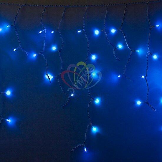 Фото №2 Гирлянда профессиональная Айсикл (бахрома) светодиодный 2х4х0.6м эффект мерцания белый провод 220В синий (255-035)