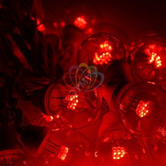 Фото №2 Гирлянда уличная LED Galaxy Bulb String 30 ламп 10м в лампе 6 LED цвет красный провод черный влагостойкая IP54 (331-322)