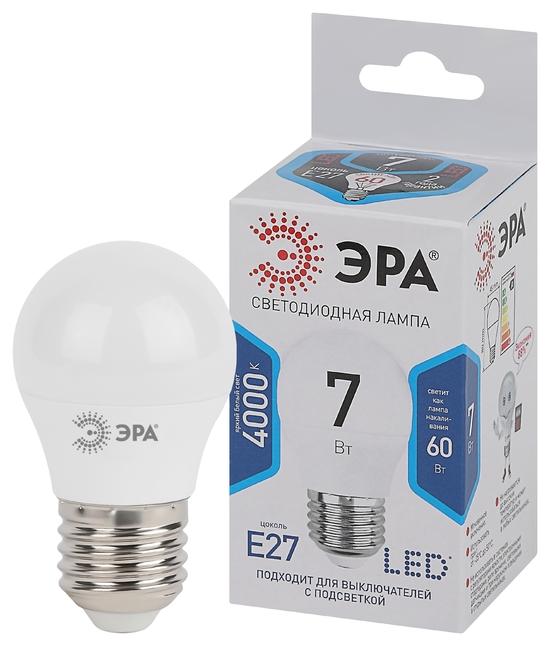 Фото №3 Лампа светодиодная Эра LED P45-7W-840-E27 (диод, шар, 7Вт, нейтр, E27) (Б0020554)