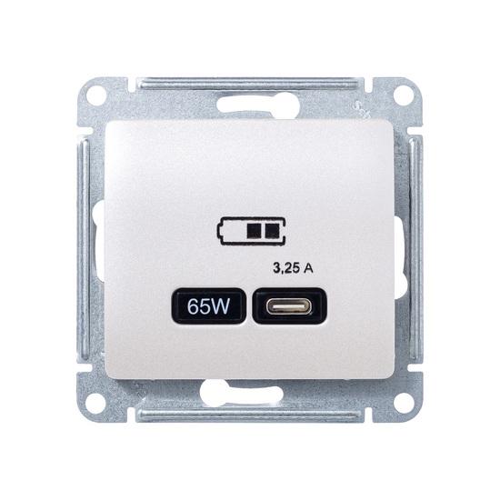Фото №3 GLOSSA USB РОЗЕТКА тип-C 65W высокоскор.заряд. QC, PD, механизм, МОЛОЧНЫЙ (GSL000927)