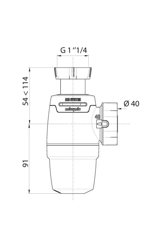Фото №2 Сифон WIRQUIN NEO AIR для раковины без выпуска 1'1/4 х 40 мм (30987069)