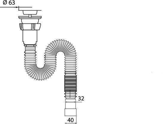 Фото №2 Сифон гофрированный для раковины 1'1/4 х 32/40 мм L800 мм (30717987)