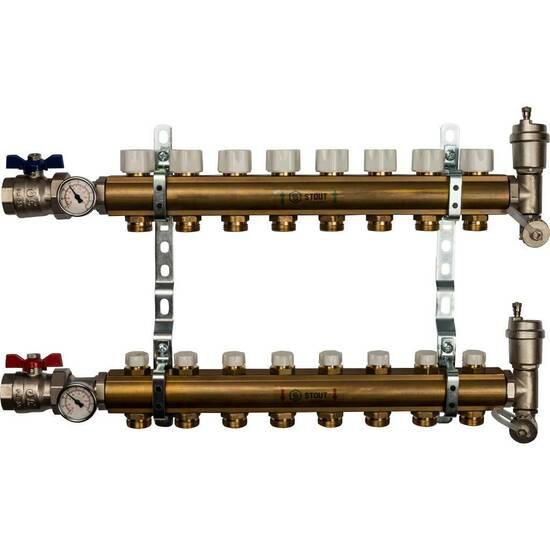 Фото №2 Коллектор распределительный на 8 выходов, без     расходомеров, латунь SMB 0468 000008 (SMB 0468 000008)