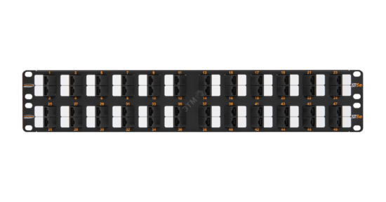 Фото №2 Панель 19'', 2U, 48 угловых портов, Кат.5e, RJ45/8P8C, неэкран., черная (NMC-RP48UD2-AN-2U-BK)