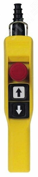 Фото №4 Пост кнопочный подвесной 2 кнопки с колпачком + 1 кнопка аварийного останова (XACA2113)