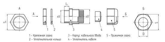 Фото №4 Сальник PG 9 (4-8 мм) (Fortisflex) (51297)