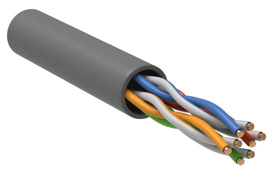 Фото №2 Витая пара U/UTP кат.5е 4 пары 24 AWG PVC 500м серый ITK (LC2-C5E04-111)