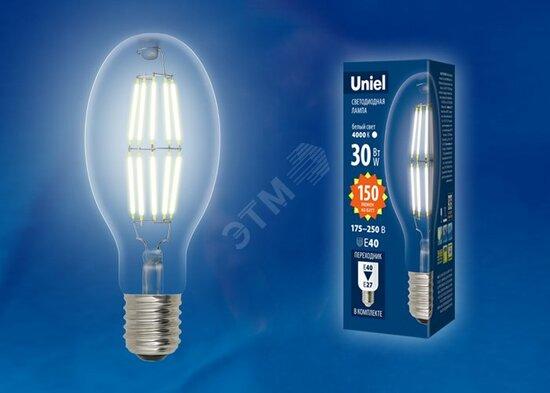 Фото №3 LED-ED90-30W/DW/E40/CL GLP05TR Лампа светодиодная, прозрачная. Дневной белый свет (6500K). Картон. ТМ Uniel (LEDED9030WDWE40CLGLP05TR)