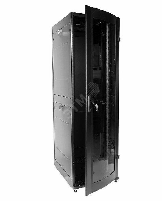 Фото №2 Шкаф телекоммуникационный напольный ПРОФ универсальный 42U (600х800) дверь стекло черный в сборе ШТК-МП-42.6. 8-1ААА-9005 (ШТК-МП-42.6.8-1ААА-9005)