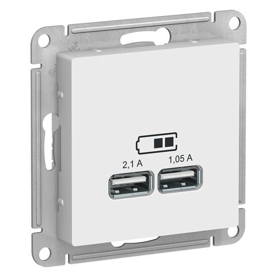 Фото №2 Розетка ATLASDESIGN USB 5В 1 порт x 2,1 А 2 порта х 1,05 А механизм белый (ATN000133)