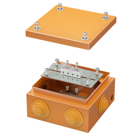 Фото №2 Коробка стальная FS с кабельными вводами и клеммниками  IP55 150х150х80мм 4р  450V 6A  4мм.кв. (FSB31404)