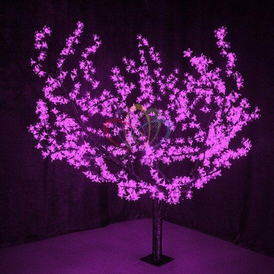 Фото №2 Фигура уличная светодиодная Дерево Сакура H1.5м диаметр кроны 1.8м фиолетовое IP54 понижающий трансформатор в комплекте (531-106)