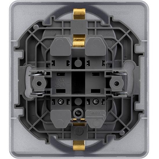 Фото №4 Розетка 2 x 2К+З немецкий стандарт 16 А 250 В~ INSPIRIA алюминий (673752)