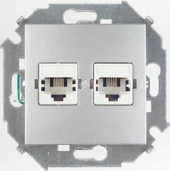 Фото №2 Розетка компьютерная двойная RJ45 кат.5е, алюминий (1591593-033)