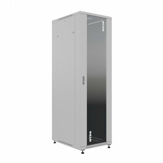 Фото №2 Шкаф напольный универсальный серверный NTSS R 18U 600х800мм, 4 профиля 19, двери стекло и сплошная металл, боковые стенки съемные, регулируемые опоры, разобранный, серый RAL 7035 (NTSS-R18U6080GS)