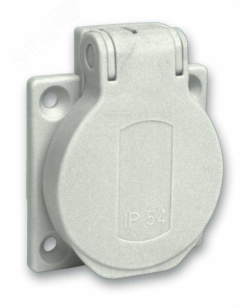 Фото №3 Розетка силовая 10/16A 50х50мм IP54 винты сзади серая (PKS51G)