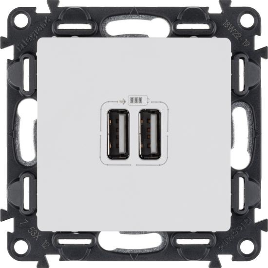 Фото №2 Valena LIFE Зарядное устройство с двумя USB-разьемами 240В/5В 1500мА С лицевой панелью Белое (753412)