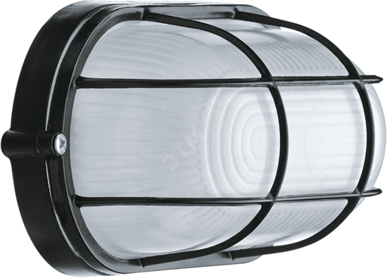 Фото №2 Светильник НПП-60w термостойкий овальный с решеткой IP54 черный (94808 NBL-O2)