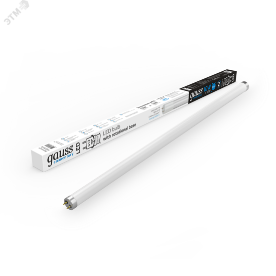 Фото №3 Лампа светодиодная T8 LED-10 Вт 800 Лм 6500К G13 600 мм стекло поворотная Elementary Gauss (93030-R)