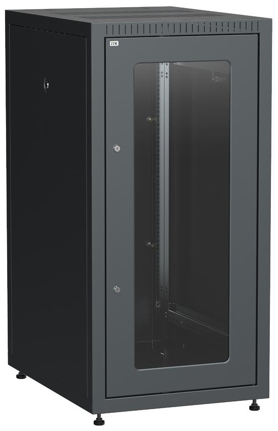 Фото №2 Шкаф LINEA E 24U 600х800мм двери 2шт стекло и металл черный (LE05-24U68-GM)