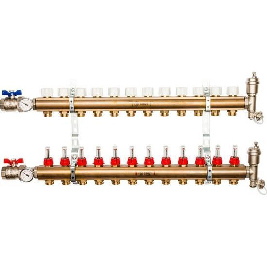 Фото №2 Коллекторная группа латунная 1' на 12 выходов со втроенными расходомерами (SMB 0473 000012)