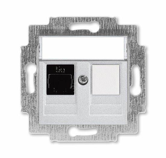Фото №2 Розетка информационная ABB Levit RJ45 категория 5e и заглушка серебро (5014H-A51017 70W)
