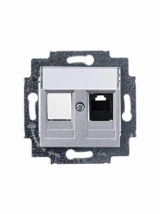 Фото №5 Розетка информационная ABB Levit RJ45 категория 5e и заглушка серебро (5014H-A51017 70W)