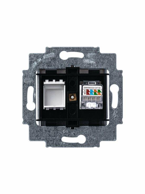 Фото №6 Розетка информационная ABB Levit RJ45 категория 5e и заглушка серебро (5014H-A51017 70W)
