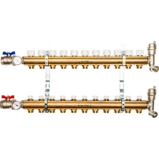Фото №2 Коллектор распределительный на 11 выходов, без    расходомеров, латунь (SMB 0468 000011)